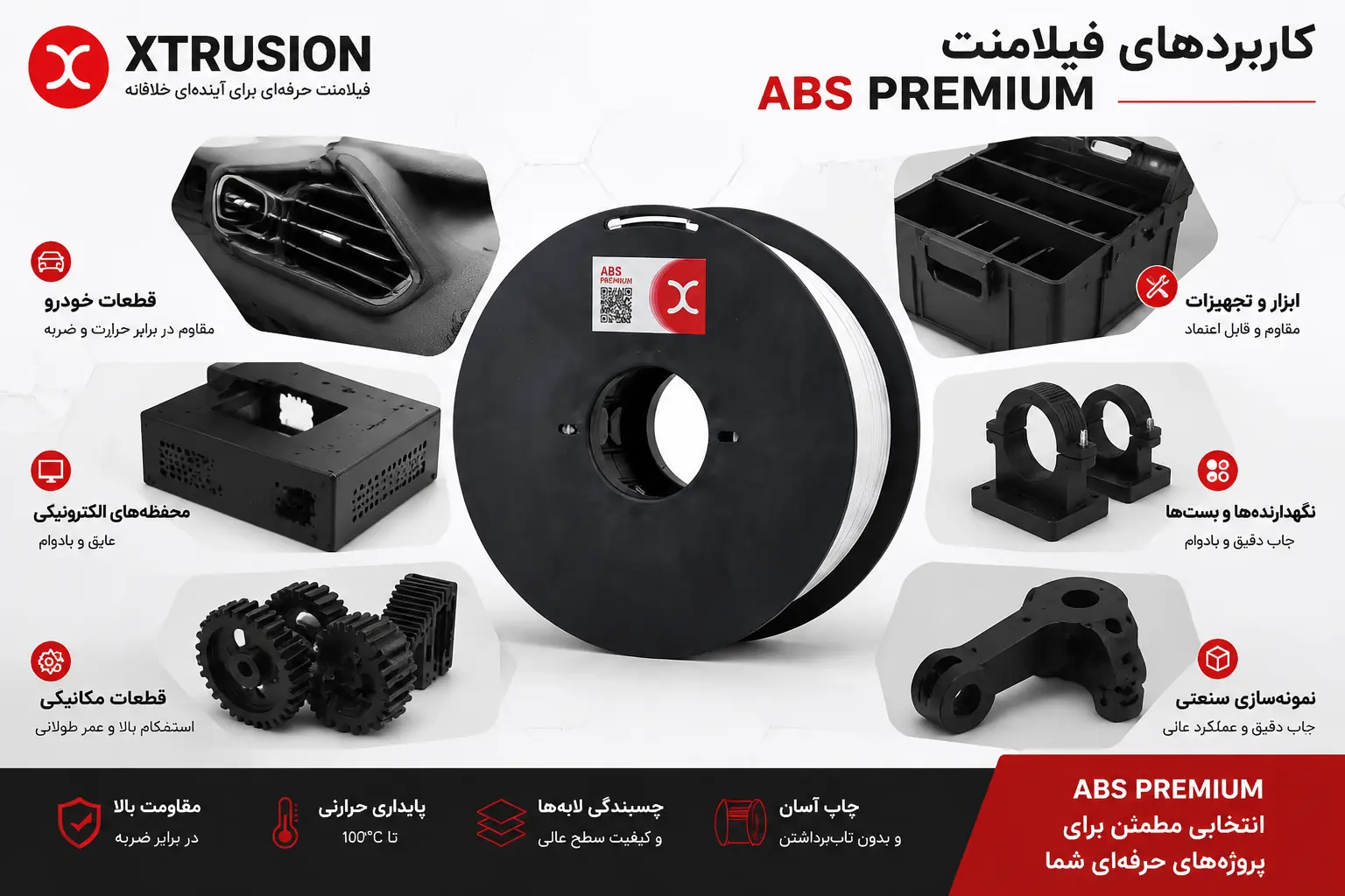 فیلامنت ABS Premium ایکستروژن 75 فیلامنت ABS Premium ایکستروژن